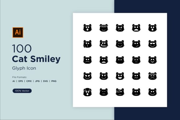100 Cat Smiley Glyph Icon Review