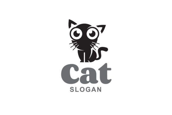 Black Cute Cat Logo Design Template Review