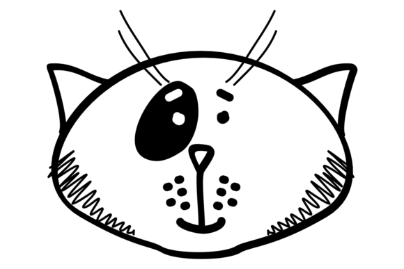 Cute Cat Face with Black Spot Hand Drawn Design Review