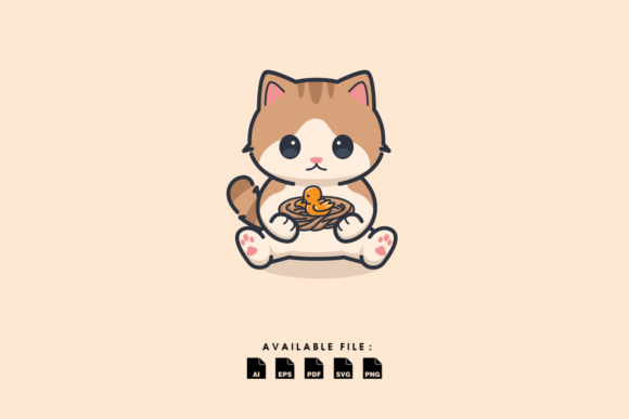 Cute Cat Holding Nest and Little Bird Embroidery Review