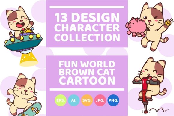 Happy Brown Cat Pet World Cartoon Doodle Review