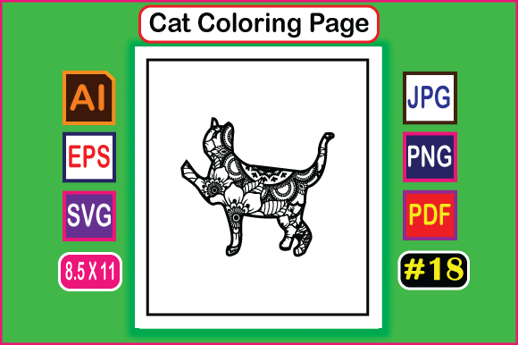 Mandala Cat Coloring Page for Kdp 18 Review