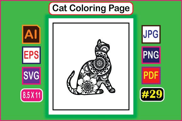 Mandala Cat Coloring Page for Kdp 29 Review