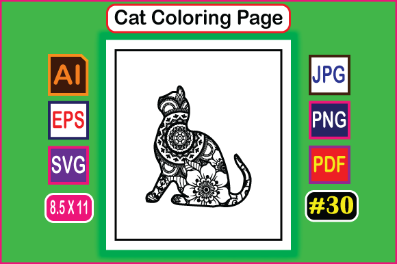 Mandala Cat Coloring Page for Kdp 30 Review