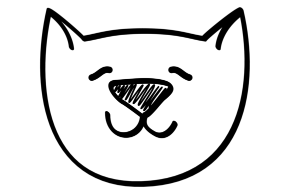 Smiling Cat Portrait for Embroidery Projects